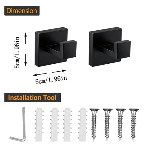 Straight Up Sturdy 2 Piece Towel Hooks For Bathroom With Matte Black Finish Rustproof Stainless Steel Square Hidden Screw Design Zero Drama Install Hits Different Look Swear By This Setup