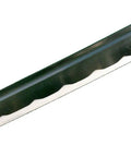 Close-up of Unsharpened Carbon Steel Iaito Practice Katana Sword With Musashi Ring Tsuba, showing full tang and hamon