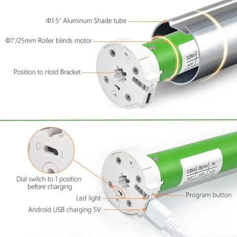Roller Tubular Motor With Built In Battery No Wiring Required Wireless App Or Timer Control Alexa And Google Home Compatible Retrofit