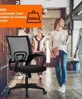 Top Shelf Ergonomic Mid Back Office Chair Featuring A Stay Cool Mesh Design, black mesh office chair with adjustable height and lumbar support.