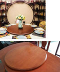 40 Inch Solid Wood Lazy Susan Built With Killer Quality And Rolls Like Butter 360 Degree Rotation on dining table with plates.