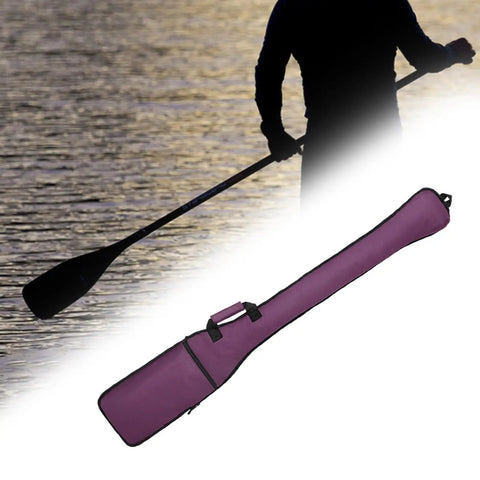 Purple Dragon Boat Paddle Bag Must Have Kayak Paddle Pouch with Quick Dry Cover shown by river silhouette