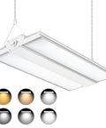 Adjustable Wattage LED High Bay Light 150W 120W 90W, 1.3Ft Linear Hanging Warehouse Lamp, 3000K 4000K 5000K CCT shown with color options