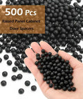 500 Pack Cabinet Door Spacers Rubber Bumper Balls For Raised Panel Grooves Quarter Inch Gap Adjusters shown in hand.