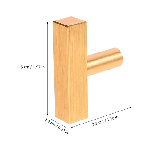 Gold Solid Square Cabinet Door Pulls 5 Pack Modern Wardrobe Handles For Kitchen Drawers Replacement Hardware Zinc Alloy Durable