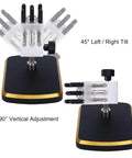 Versatile Mini Vise Table Top Clamp For Hobby Jewelers Features Rotating Base And Adjustable Angles for precise 45° tilt and 90° vertical adjustment.