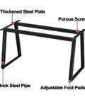 Built Different Heavy Duty Metal Table Legs Matte White Industrial Desk Legs showing thickened steel plate and adjustable foot pads.