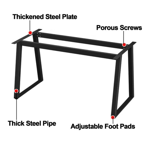 Built Different Heavy Duty Metal Table Legs Matte White Industrial Desk Legs showing thickened steel plate and adjustable foot pads.