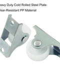 12 Pack 1 Inch Heavy Duty Fixed Non Swivel Caster Wheels With Hidden Mounting Plate, white hard plastic wheels, front view.
