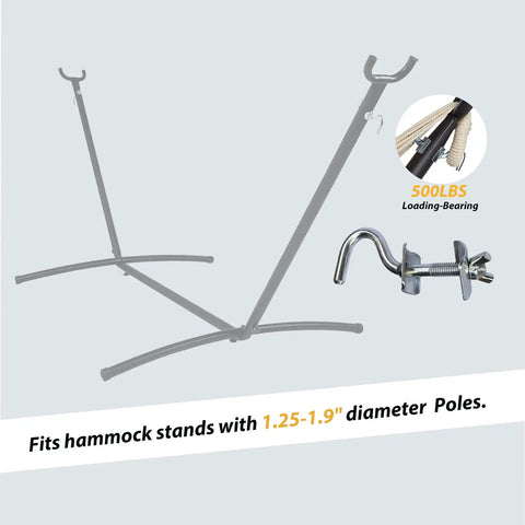 Heavy Duty Hammock Hook Replacement For Stands With 1.5 Or 1.66 Or 1.89 Inch Poles, Three Eighths Inch Shaft, Galvanized Iron