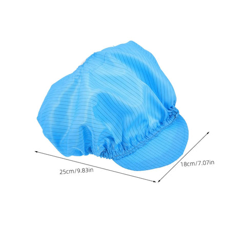 Blue Anti Static Work Caps 5 Pack Breathable Polyester Mesh Hat Lightweight dustproof cap with elastic band for industrial use.