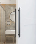 Heavy Duty 36 Inch Barn Door Push Pull Handle Made From Grade 304 Stainless Steel With Matte Black Finish installed on door