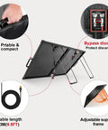 100W Portable Solar Panel Suitcase With Waterproof 10A Charge Controller showcasing adjustable kickstand and cable features