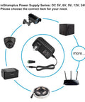 12V DC Power Supply For LED Strips 2A 24W Switching Adapter with devices like CCTV cameras, routers, and LED strip lights