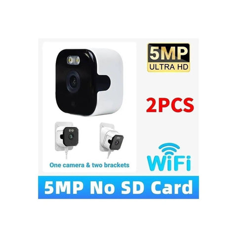 Hella Crisp 2K Cube Security Camera With Window Lens And Dual Band WiFi Live View AI Human Detection Full Color Night Vision Two Way Chat Built In Siren And 24 7 Loop Recording For Total Home Safe Vibes, showcasing 5MP HD camera, two brackets, and simple design.