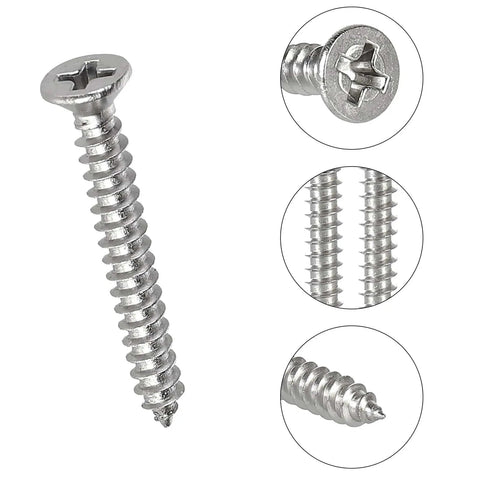525 Piece Self Tapping Wood Screws Set M2 M3 M4 Flat Head Phillips Countersunk Screws In 304 Stainless Steel 13 Sizes For Wood Plastic And Metal Coarse Thread Sharp Point Must Have Kit