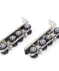 8 Wheel Door Track Pulley Kit For Sliding Barn Doors, Silent Rolling Floor Track System with steel wheels, side view