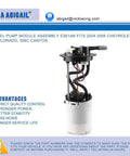 Direct Fit E3614M Fuel Pump Replacement for 2004 2005 Chevy Colorado and GMC Canyon 2.8L 3.5L visible with wiring and components