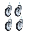 4 Pack 3 Inch Lead Screw Chrome Plated Braked Dining Wheel PP Caster Trolley Silent Furniture Stem Casters Universal Heavy Duty Smooth Rolling Home Office Cart