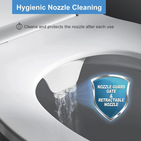 Dual Nozzle Non Electric Bidet With Self Cleaning Feature, Easy Install Toilet Seat Attachment, close-up of cleaning nozzle