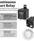Straight Up Heavy Duty Car Starter Relay 200 Amp 12 Volt 4 Pin SPST Switch image showing compact nylon design for reliable ignition power.