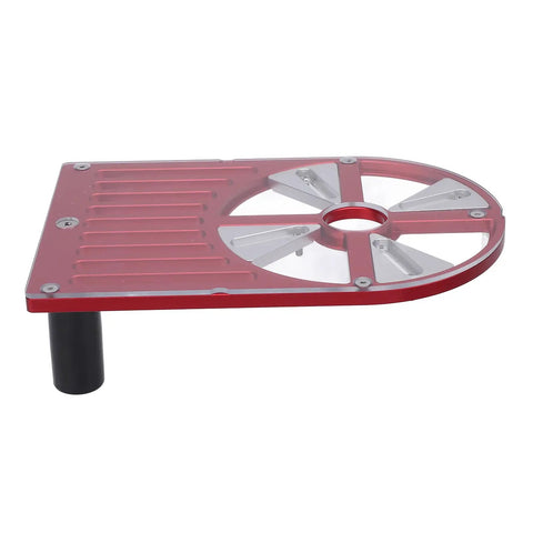 Adjustable Aluminum Alloy Trimming Machine Workbench Base Plate for Routers 65mm to 132mm in red with visible details