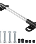 Beefed Up Heavy Duty Wheelbarrow Axle Bracket Set Includes Ten Inch Axle Shaft Five Eighth Inch Hole Two Brackets Nylon Spacers and Bolts Nuts for Rugged Yard and Farm Use