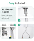 Installation steps for Polished Chrome Bathroom Faucet Single Handle Stainless Steel Solid 304 Build with hoses and connections