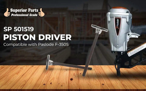 Aftermarket Piston Driver For F-350S Nailer With O Ring 502104, Aerospace Grade Aluminum Construction, shown with nailer