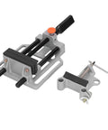 Beefy Clamp Press Vise For Drill Bench With Flat Push Clamping Stainless Steel 100mm Jaw Hand Operated Holding Tool For Precise Drilling Workbench Repair And Parts Securing. 100mm jaw bench vise with clamp mount and vise key