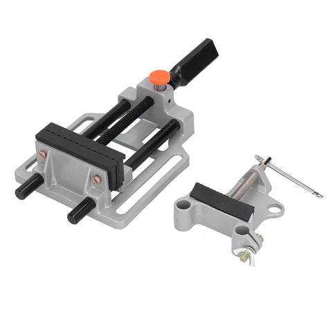 Beefy Clamp Press Vise For Drill Bench With Flat Push Clamping Stainless Steel 100mm Jaw Hand Operated Holding Tool For Precise Drilling Workbench Repair And Parts Securing. 100mm jaw bench vise with clamp mount and vise key