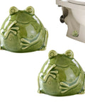 Dang Cute Frog Themed Ceramic Toilet Bowl Bolt Covers Two Piece Kit Rust Resistant with glossy green frog design.