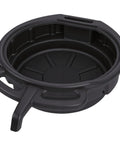 Heavy Duty 10L Oil Drain Pan With Big Capacity Black PP Plastic For Car Lube Job, angled view showing handle and interior design.
