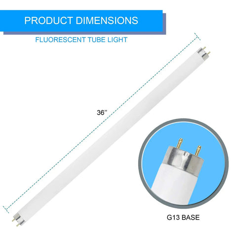 Lit Daylight T8 25W Fluorescent Tube Light Bulb 36 Inch 6500K 2150 Lumens Bi Pin G13 High CRI 82 Energy Efficient Close-up