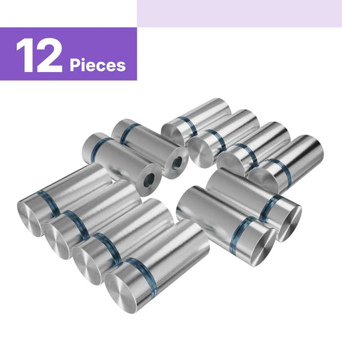 12-Pack Stainless Steel Sign Standoff Screws With Wall Anchors And Rubber Pads For Acrylic Signs, Photo Frames, And Advertising Boards