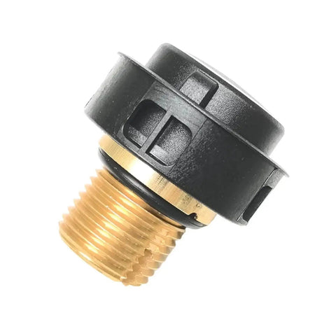 Brass Safety Valve Filling Cap With Anti Slip Washer For SC4 SC5 Pressure Washers, Heavy Duty Replacement Part That Delivers A Super Snug Seal, black and brass threaded cap
