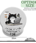 Ergonomic Mouse Pad With Gel Wrist Rest For Comfort And Pain Relief, Non Slip PU Base, Cute Desk Sidekick For Gaming And Work, Silky Lycra Top featuring cat design with coffee, optimal size 22x25cm.
