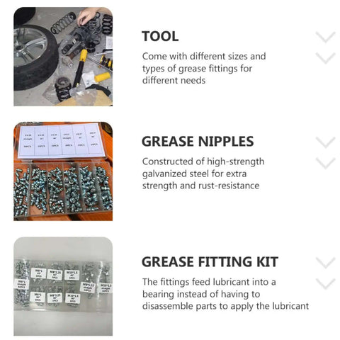 Top Tier WOFASHPURET 260 Piece Hydraulic Grease Fitting Kit With 90 And 45 Degree And Straight Galvanized Iron Nipples For Auto Bearings Mech Assemblies And Car Maintenance In Durable Storage Box, galvanized steel grease nipples