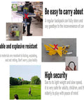 Ultra Lightweight 2.4G RC Paraglider Stunt Toy features and benefits illustration for beginner-friendly easy control and safety.
