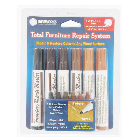 Total Furniture Repair System 12 Piece Kit JB5658 Quick Fix For Dents Cracks Scratches On Couches Tables Cabinets Wood Veneer