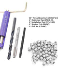 50 Piece Stainless Steel Thread Insert Set For Aluminum And Magnesium Repairs Heavy Duty Kit That Reinforces Weak Threads Boosts Joint Strength Prevents Stripped Holes In Low Strength Metals, drill and tap set