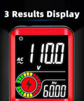 Color LCD Digital Multimeter With 3 Display 9999 Counts Auto Ranging Ohmmeter showing voltage and frequency