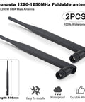 Omni Directional 1.2GHz SMA Male Antenna 3 Dbi High Gain Portable Antenna, two black foldable waterproof antennas