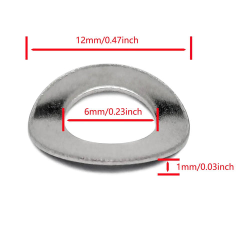 M6 304 Stainless Steel Wave Spring Lock Washers And Gasket Assortment Kit Featuring Kickass Corrosion Defense. 12x6x1mm size.
