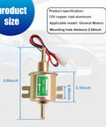 12V Low Pressure Electric Fuel Pump Replacement For Cars And Motorcycles Plunger Type Oil Pump Universal Fit Gold Aluminum Body