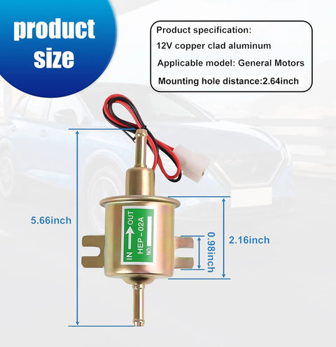 12V Low Pressure Electric Fuel Pump Replacement For Cars And Motorcycles Plunger Type Oil Pump Universal Fit Gold Aluminum Body