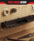 Heavy Duty Wall Mounted Tool Organizer With 61 Hole Screwdriver Holder 4 Hooks And 2 Compartments Utility Shelf Pliers Rack