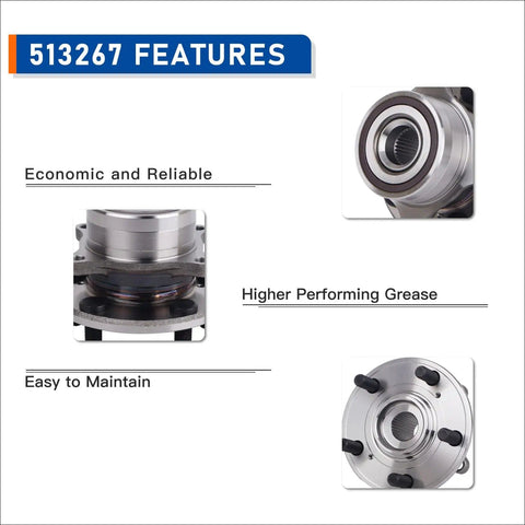 Front Wheel Bearing And Hub Assembly 513267 Fits Honda Pilot 2009 2015, Acura MDX 2007 2013, Acura ZDX 5 Lug, hub close-up, features