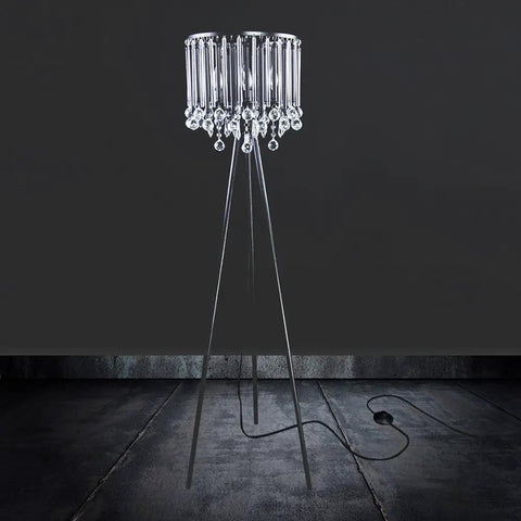 Dope Romance Crystal Tripod Floor Lamp In Black With Four 40W Bulbs, Modern Crystal Mid Century Style, 58 Inch Tall