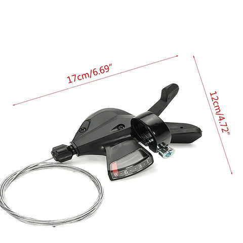 Two Pack SL M310 3x8 Speed Shifter Trigger Set With Cable for MTB Road City Bikes, visual gear display shown, 17cm size